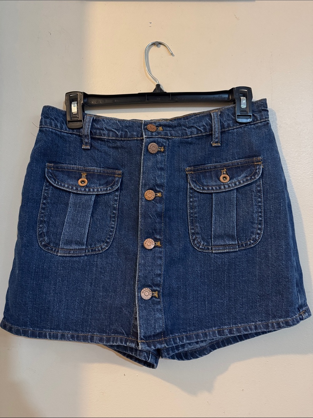 Madewell Dark Blue Denim Button-Front Mini Skirt